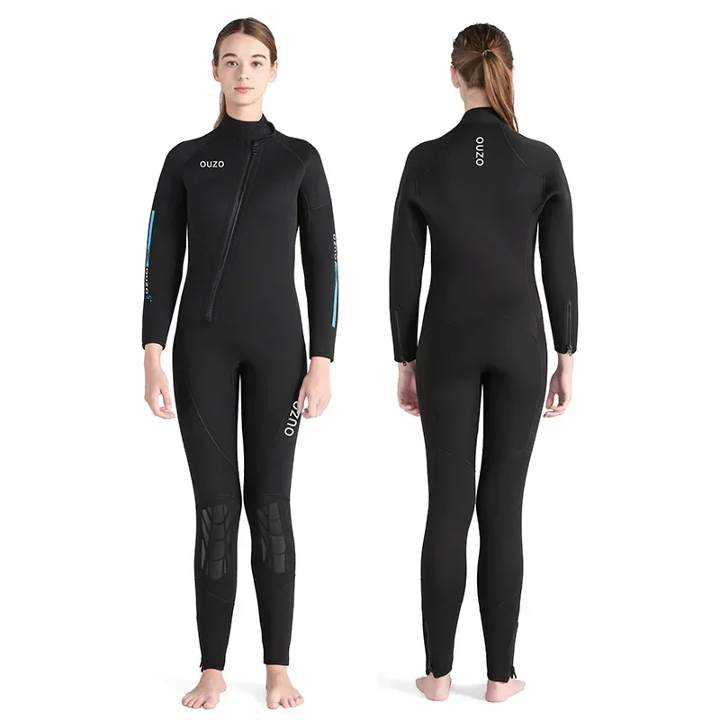 Wetsuit Women 5mm Neoprene One-piece Diving Suit Front Zipper Scuba Dive Long Sleeve With