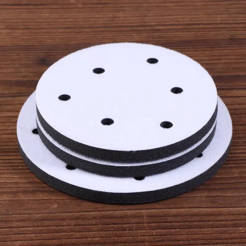 

2Pcs/Set Sponge Interface Pad 5Inch 6Holes Hook And Loop Soft Sponge Cushion Buffer Pads For Sanding Disc Orbital Sander Pads