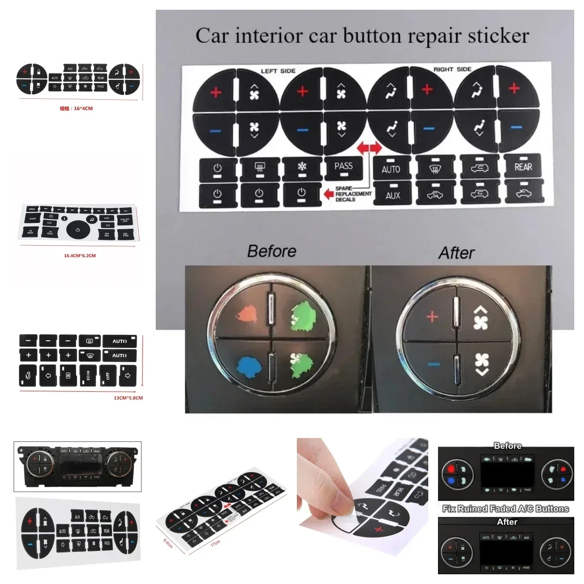 Car Window Button Creative Switch Stickers Lifter Novelty Decals Cars Interior Sticker Decoration Auto Accessories