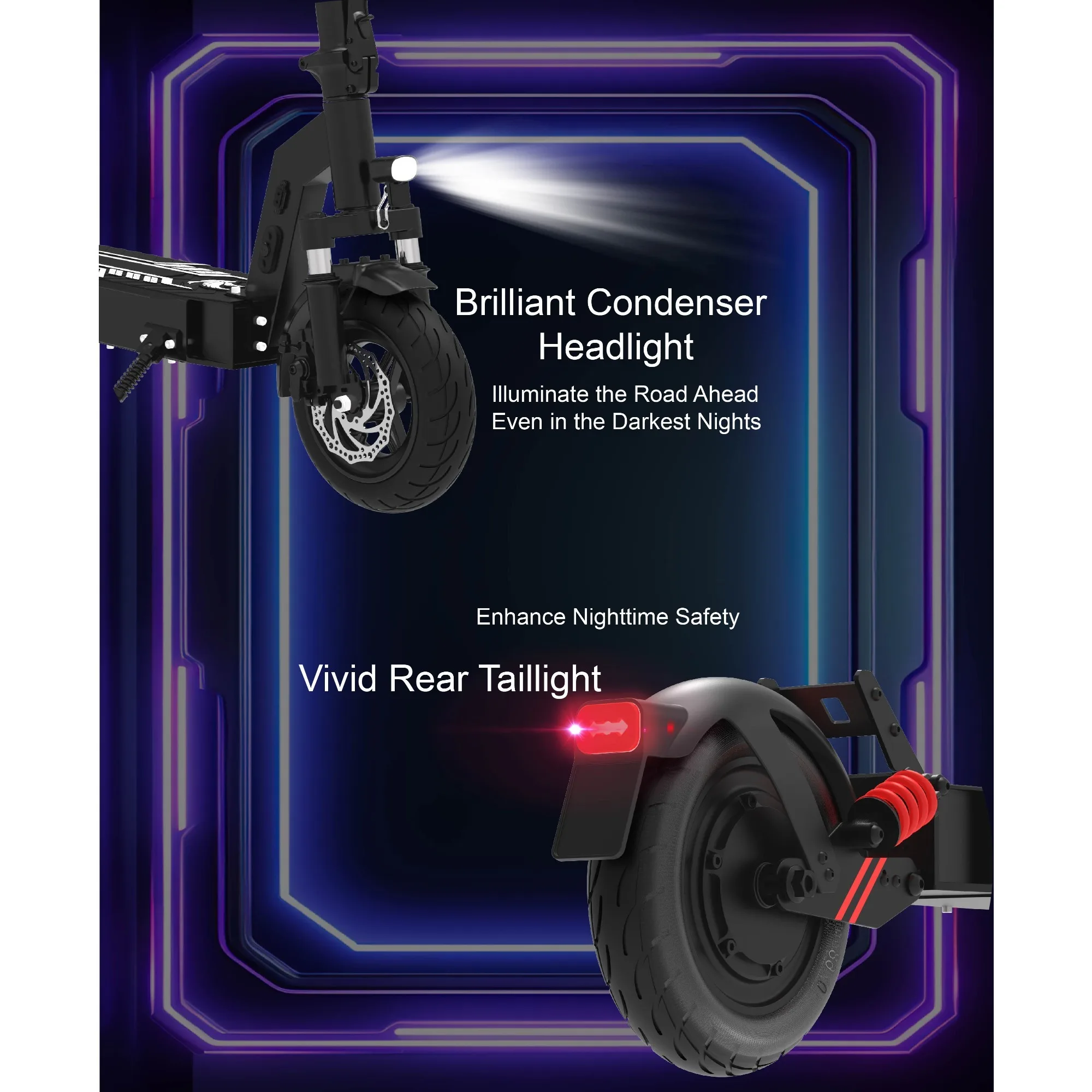 سكوتر كهربائي DT08 للبالغين، طاقة ذروة 1100 وات، بطارية 48 فولت 13 أمبير في الساعة، إطارات مفرغة مقاس 10 بوصات، نظام تعليق مزدوج سكوتر إلكتروني قابل للطي #4