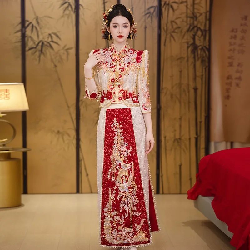 

New style wedding dress for going out a Chinese-style toasting