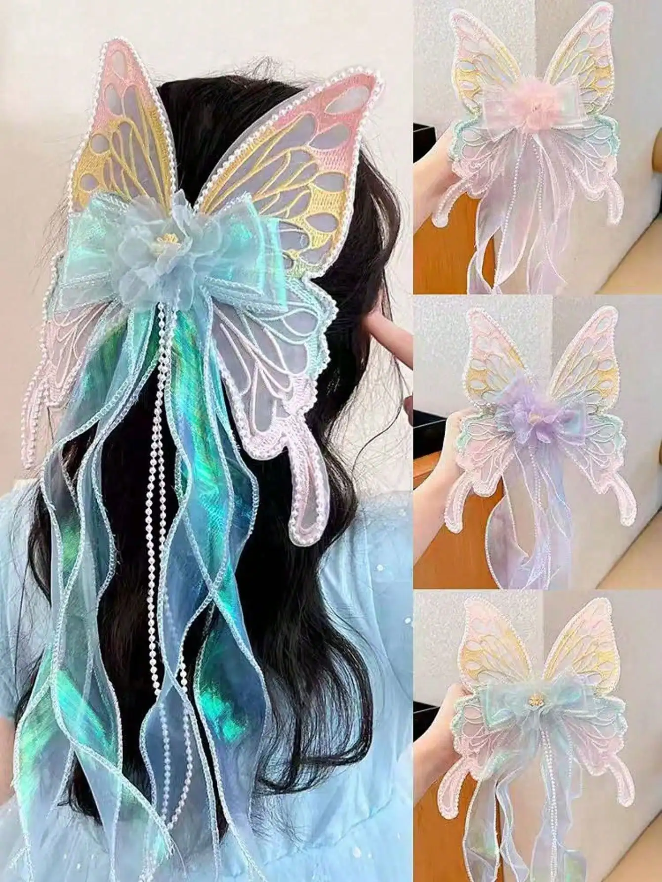 

1pc Butterfly Hair Clip With Tassel, Fairy Tale Forest Style Cute Princess Hair Accessory For Girls (Due To Batch Production And Lighting Angles, There May Be Minor Color Differences Between The Actual Product And The Image.)