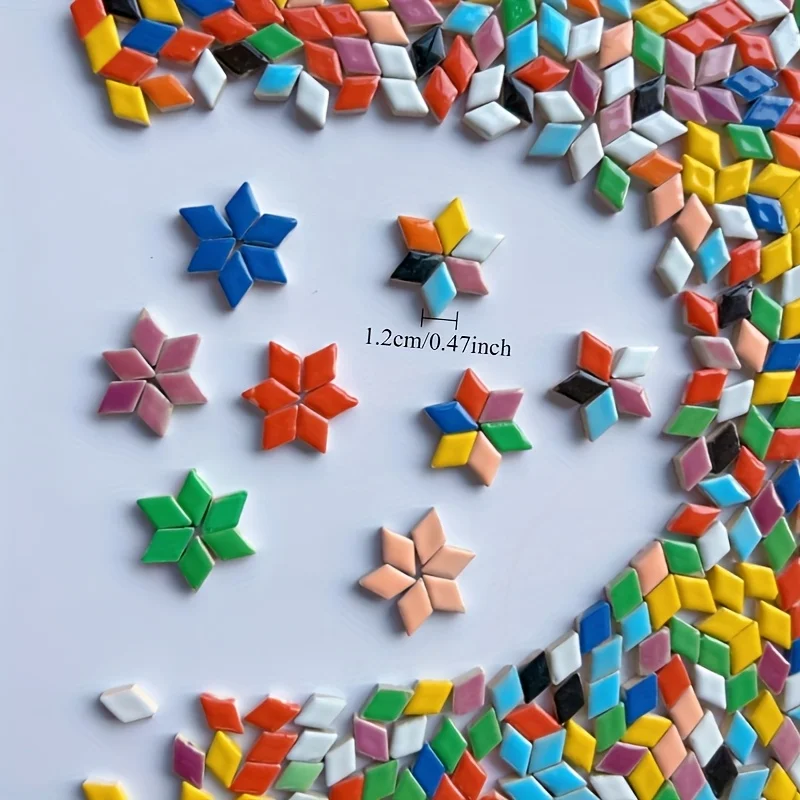 100/200g Dopamine-Colored Mosaic Materials, Colorful Diamond-Shaped Ceramic Mosaic Tiles, Mosaic Creative Crafts, Home Decor Transformation, Art Collage Creation