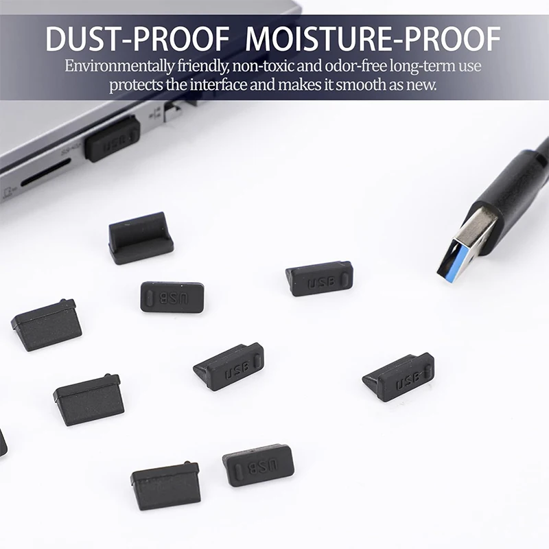 

10/20/40/60pcs Silicone Dust Plug for USB-A Charger Port Cap Female Jack Universal Dustproof Ports Protectors PC Notebook Laptop