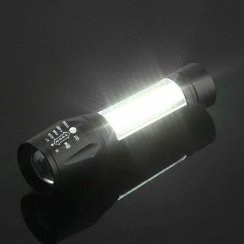Portable USB Rechargeable Flashlight with Lanyard Outdoor Emergency Light Side Light 4 Modes Cycling Camping Lighting