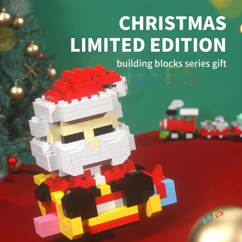 คริสต์มาสของขวัญ Micro Building Block Series Santa Claus Reindeer ปริศนาประกอบอิฐตกแต่งตาราง XMAS ของขวัญสําหรับเด็ก