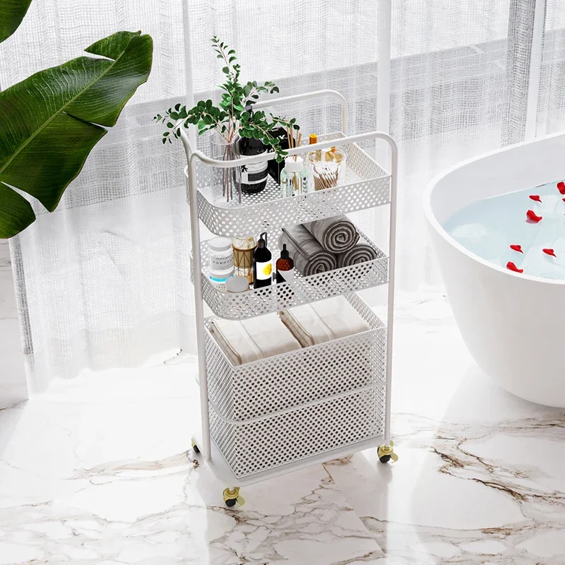 Toilet crevice light luxury trolley dirty clothes basket multi-layer storage basket rack bathroom household partition dirty