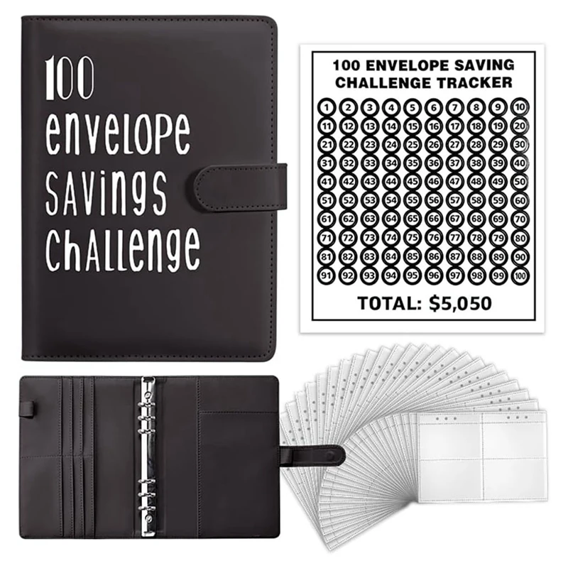 

100 Envelope Challenge Binder, A5 Money Saving Budget Binder - Save 5,050 With The Money Saving Challenge Durable Easy To Use