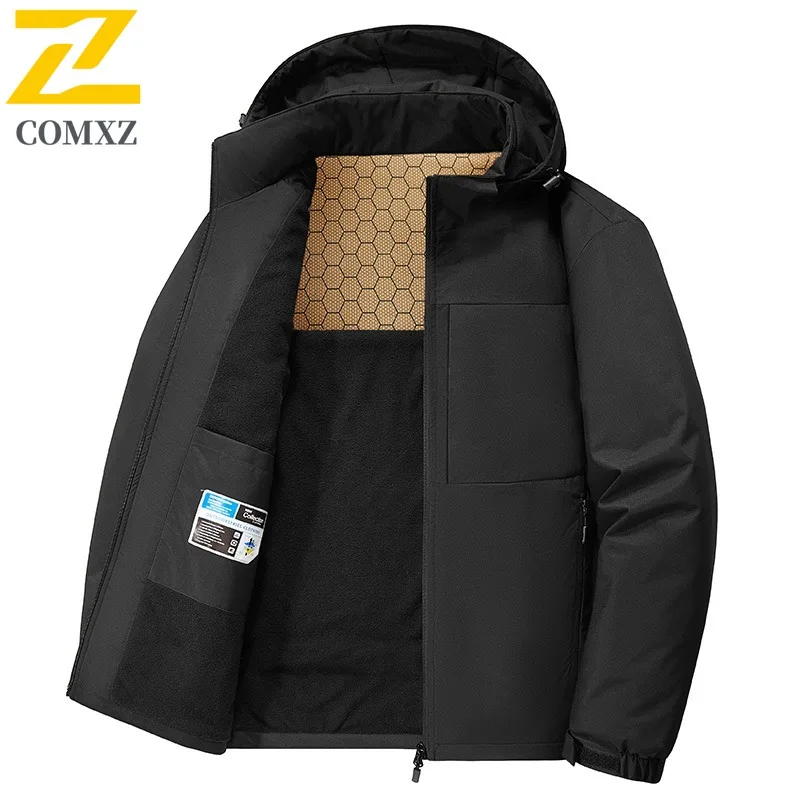 

COMXZ Men Adventure Jacket 2025 Hooded Outdoor Design Multi-Purpose Coat Casual Solid Tone Travel Windproof Autumn New Coats