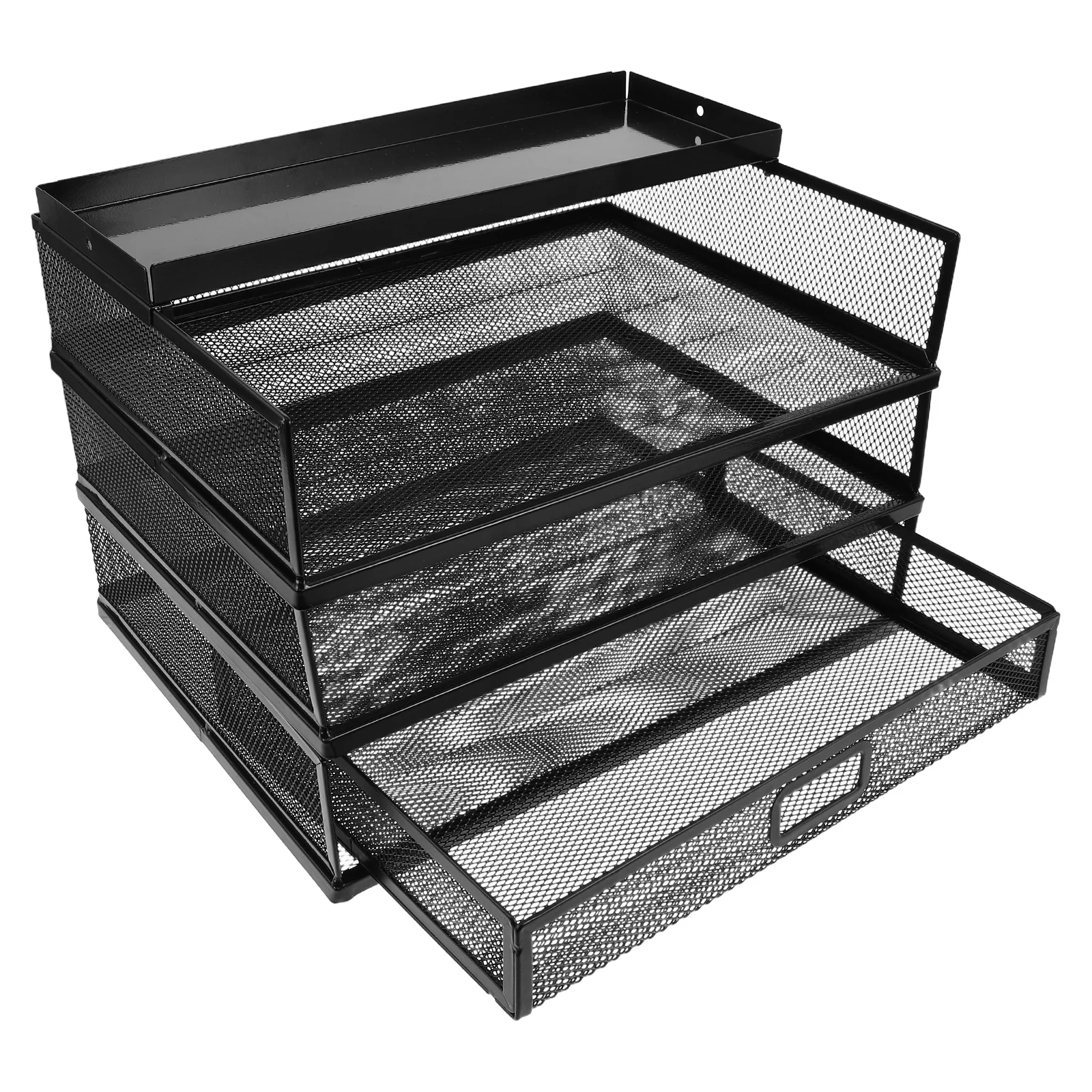 

Metal Desktop File Organizer Rack 3-Layer Drawer Office Desk Document Holder Storage Cabinet Organizer Metal File Holder