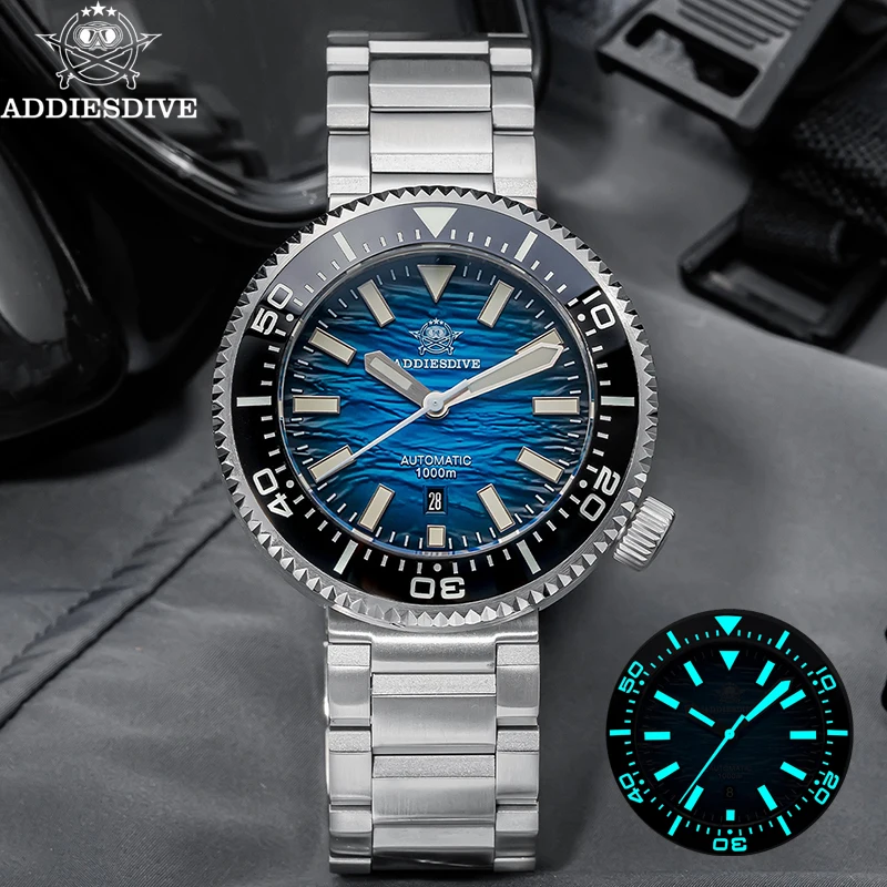 ADDIESDIVE Men's Automatic Watch Sapphire Glass 1000m Dive Watches Ceramic Bezel AR Coated Super Luminous Waterproof Wristwatch