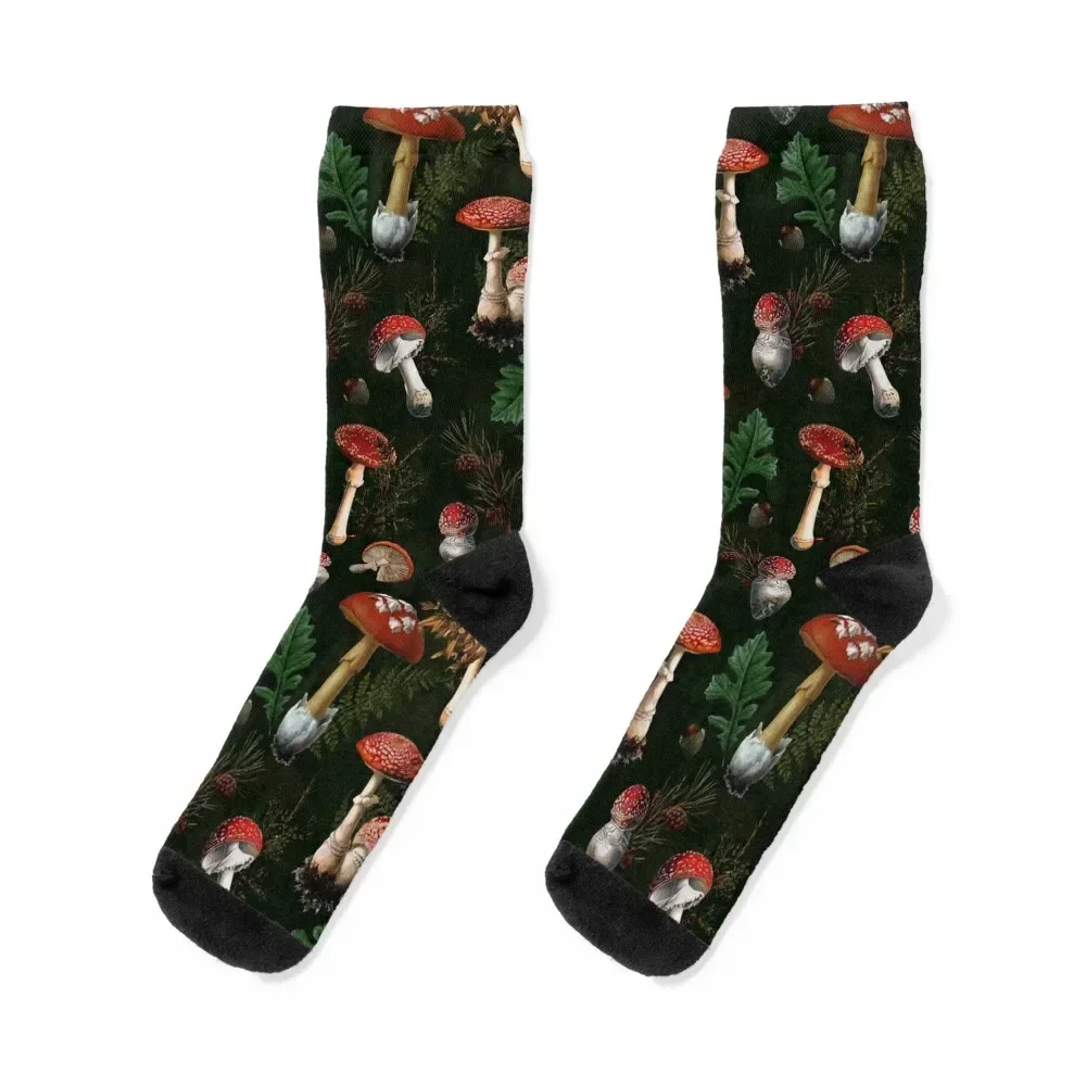 

Beautiful Mushroom Kingdom Black Socks Novelties tennis new year retro Ladies Socks Men's