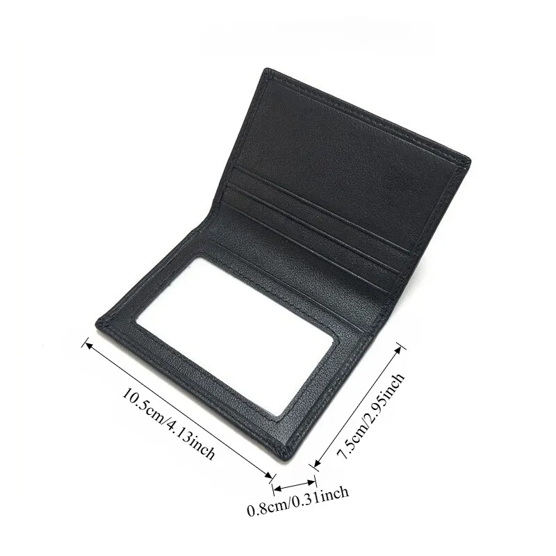Top-grain Leather Wallet with ID and Credit Card Slots Men's Ultra-slim Vertical Cardholder Design Business VIP Bank Card Case