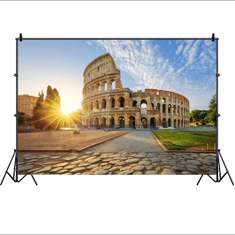 Roman Colosseum Backdrop Ancient Rome Party Decoration European Historical Building Photography Backgroud Amphitheatrum Flavium