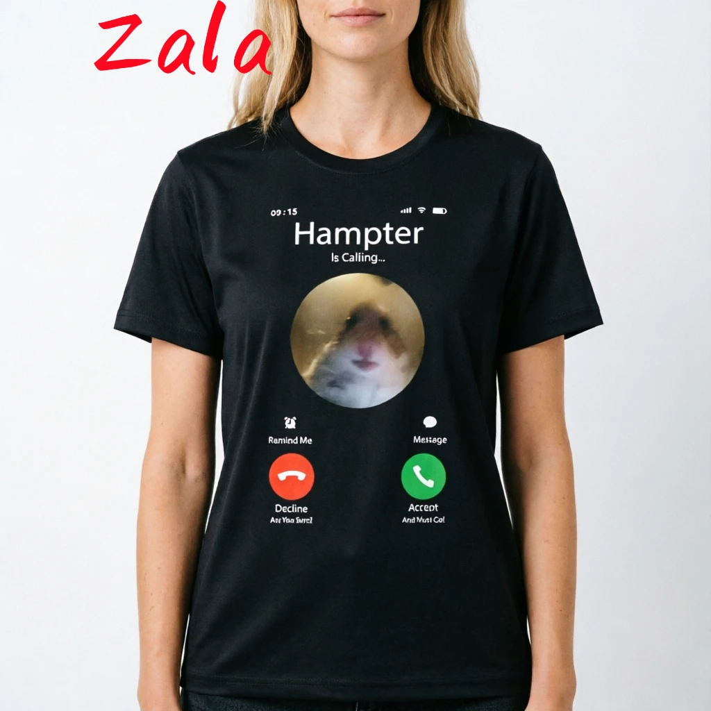 Women's T-shirt Dank Meme Hamster Staring Front Camera Hampter Calling Men Summer Casual Short Sleeved Women's Clothing Unisex