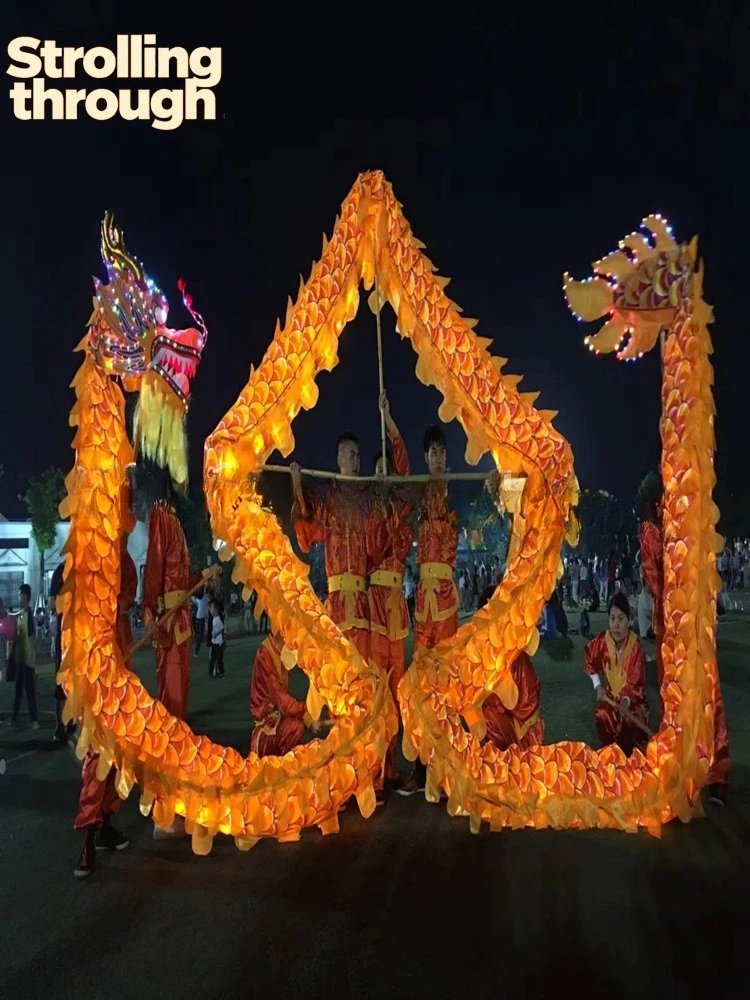 

10m Led Lights DRAGON DANCE Party Stage Decoration Chinese National Culture Props Silk Folk Festival Celebration Mascot