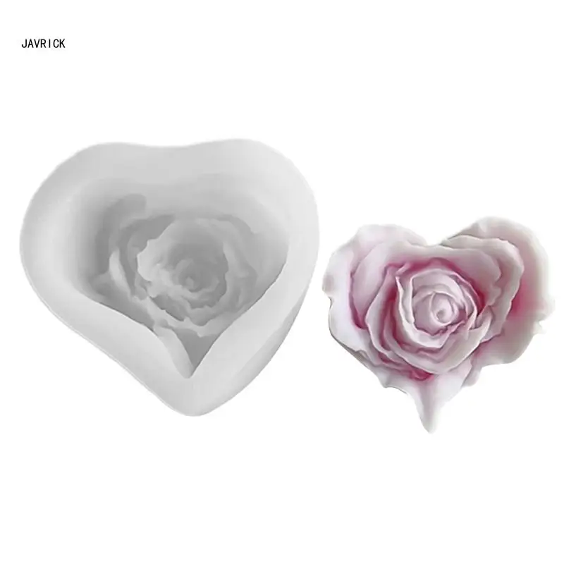 Craft Mold Heart Rose Statue Molds Silicone Texture for Hand-Making Craft D0LC