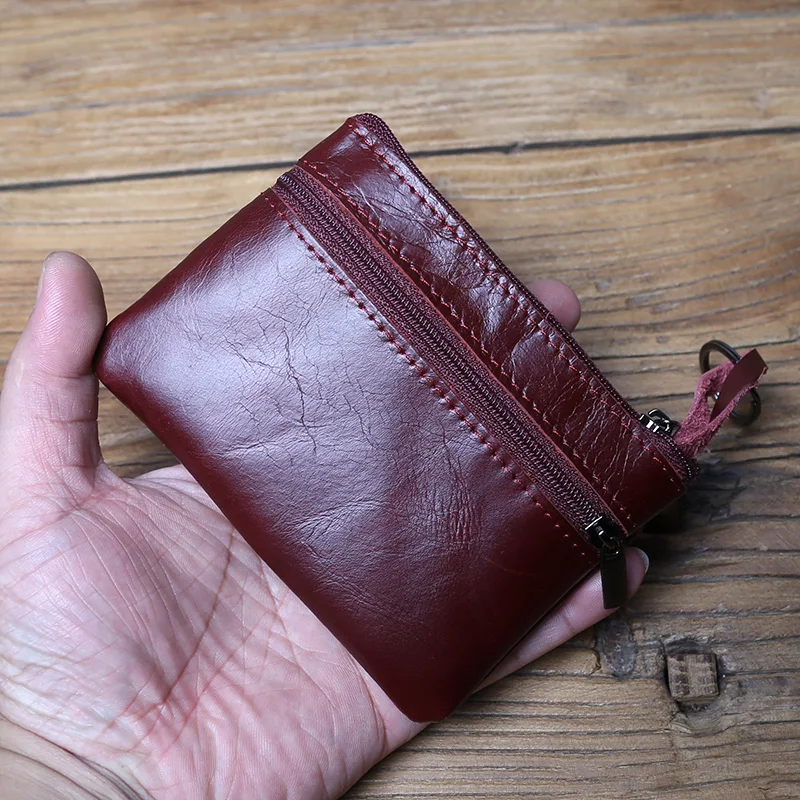 NZPJ Vintage Echtes Leder Herren Null Brieftasche Natürliches Rindsleder Reißverschluss Schlüsseltasche Damen Bankkartentasche Mini Münztasche Kartenhalter – Detail 19