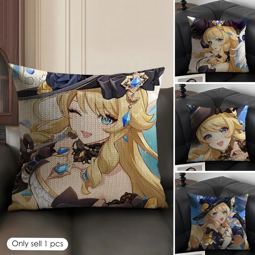 

Navia Genshin Game Cushion Cover Natural Linen Organic Fabric Double-Sided Printing Breathable Perfect Gift For Decor