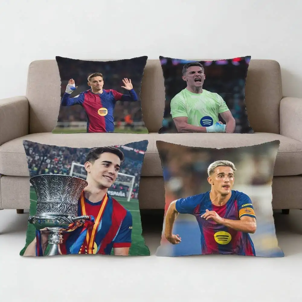 

Football P-Pablo G-Gavi 30 Pillow Case Anti-dustmite Pillowcase Invisible zipper silky short plush Sofa cushion cover