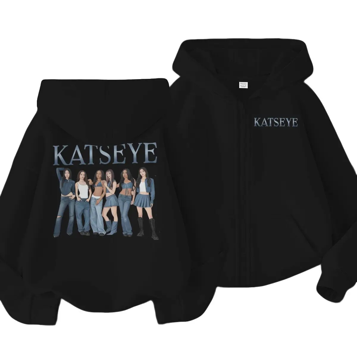 Girl Group Katseye Zipper Hoodies Fashion Aesthetic Zip Up Pullovers Kids Casual Long Sleeve Sweatshirts Fun Katseye Girl Hoodie