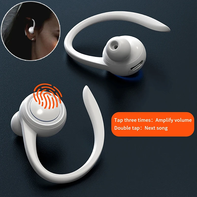 

Bluetooth 5.2 Wireless Earphones Ear-Hook Mini Business Headphone HIFI Bass Noise Cancelling Sport Gaming Earbuds for Car Call
