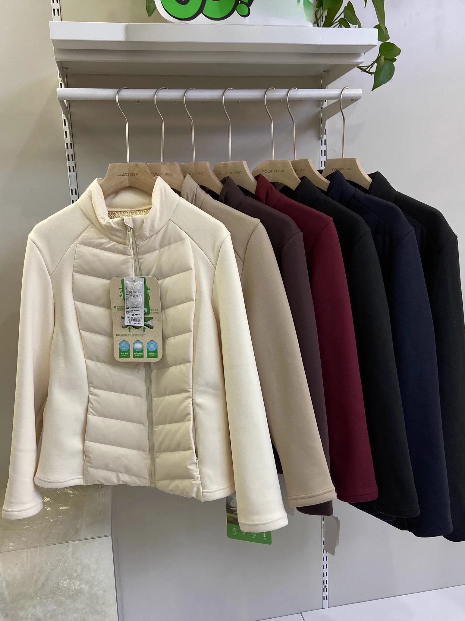 

Women's Slim Fit down Jaet Stand Collar Zipper Warm Outerwear Casual Sle Long Sve Polyester Fiber Geometric Pattern