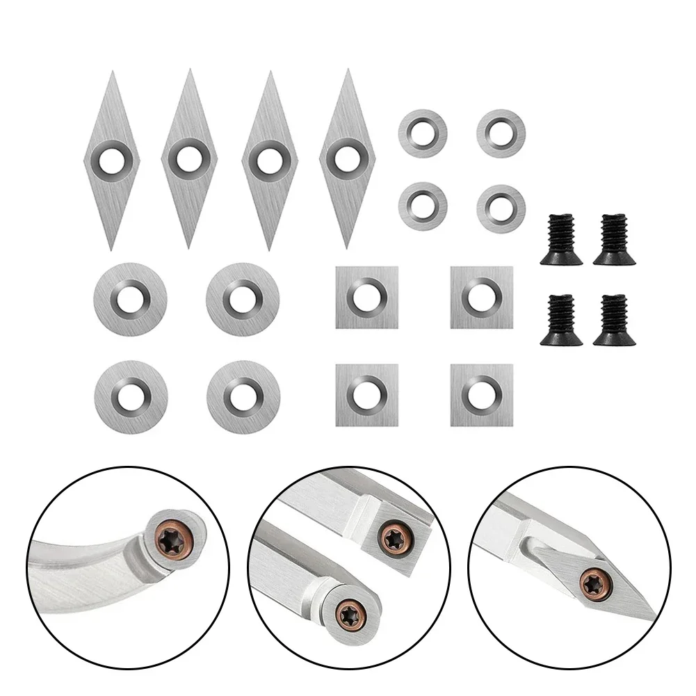 20pcs Tungsten Carbide Cutters Inserts Set For Wood Lathe Turning Tools Lathe Tools For Wood Woodworking Tools Turning Tools