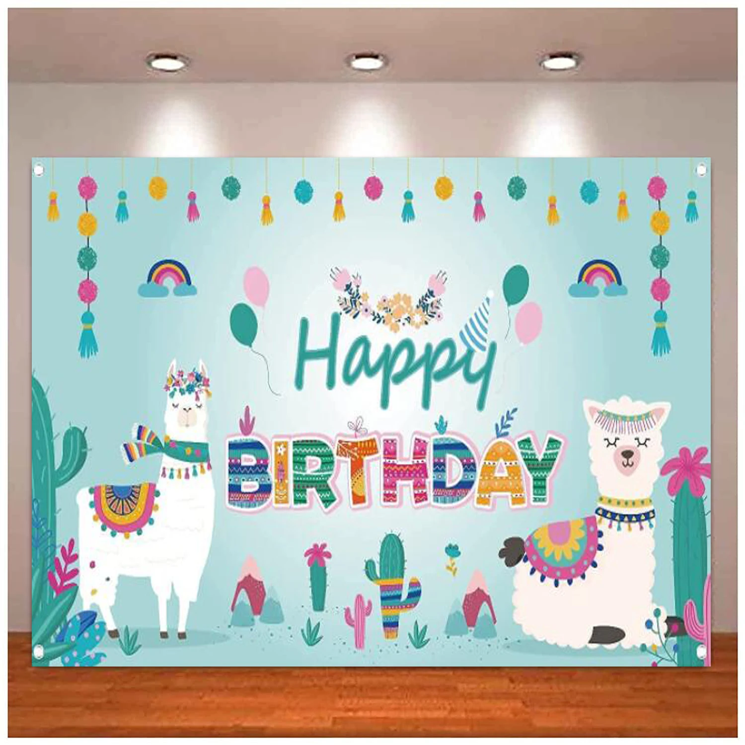 Photography Backdrop For Kids Boys Girl Alpaca Happy Birthday Party Decoration Supplies Sign Banner Photo Booth Background