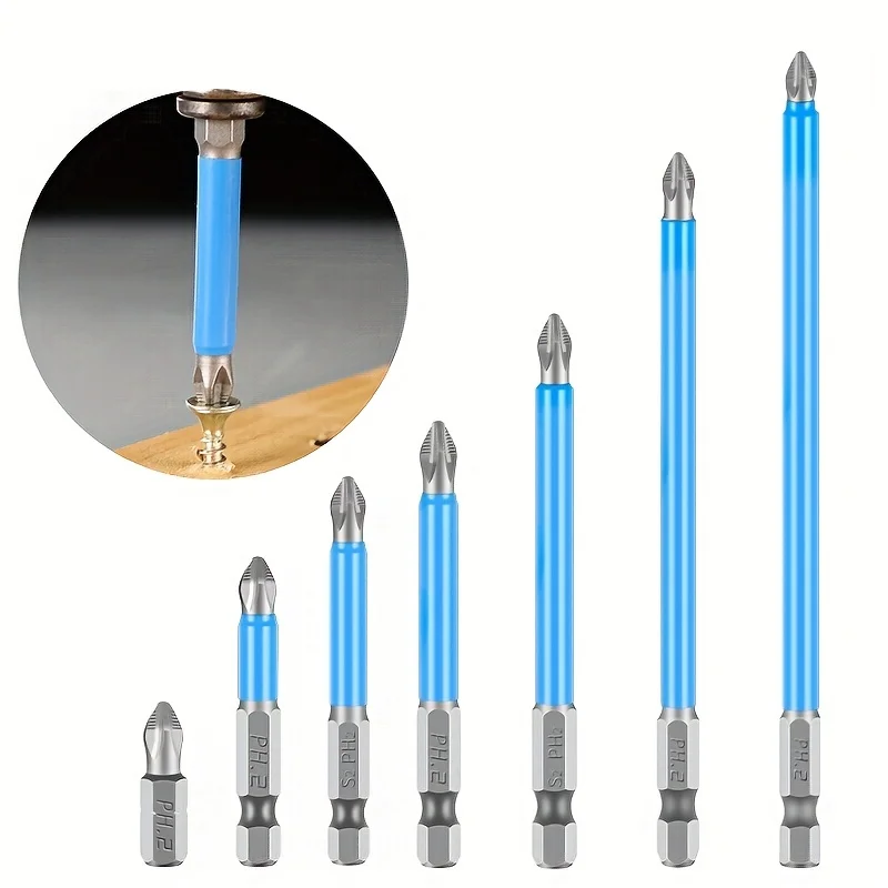 10pcs Magnetic Anti-Slip Screwdriver Drill Bit, Cross Head 25/50/65/70/90/125/150mm, Magnetic PH2 Standard Set Hand Power Tools