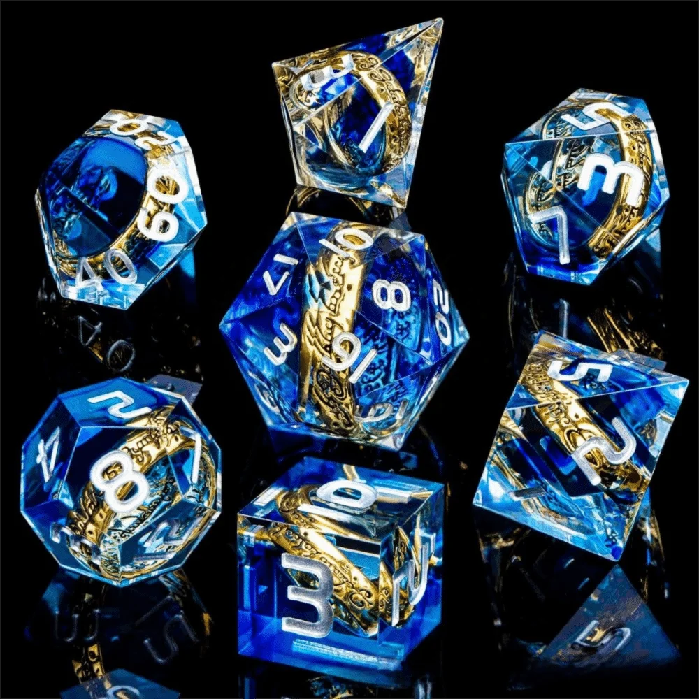 

New Resin Fluid Dice Set D4 D6 D8 D10 D12 D20 Blue Green Purple Sharp Corner Dice Polyhedral Table Games Accessories For D&d DND