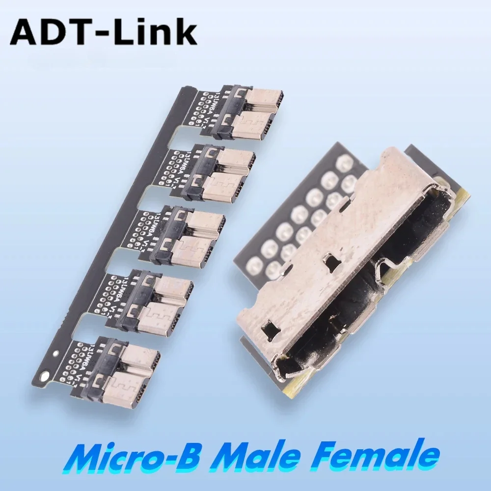 USB Micro-B Type B Connectors Socket 13Pin 8Pin USB2.0 3.0 DIY USB Data Charging Adapter Plug Bend Right 90 Angle for PCB Design