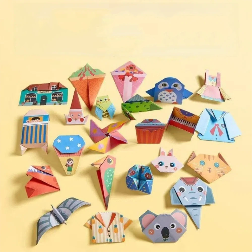 Funny DIY Origami Book 15 Sheets Children 3D Puzzle Origami Handmade Origami Animals Pattern Origami Guide For Kindergarten