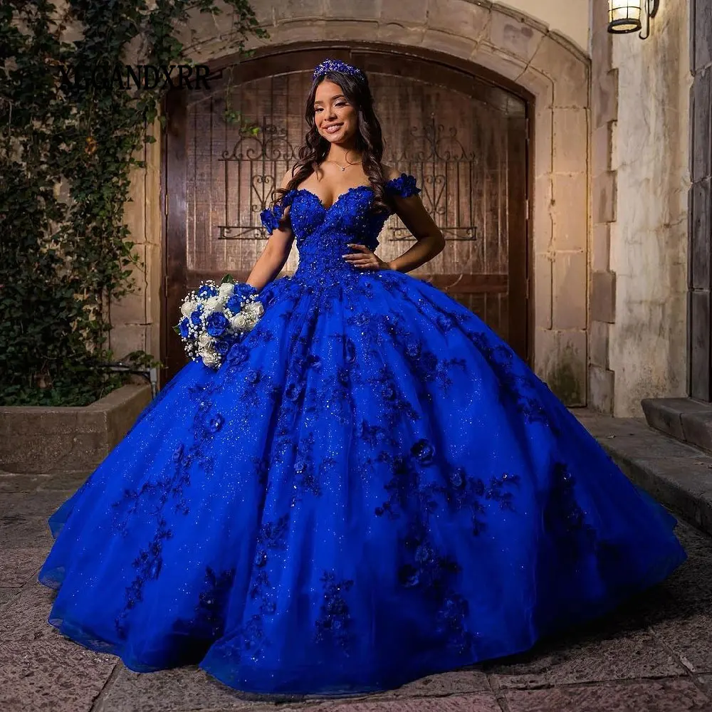 

Королевское синее платье Quinceanera по индивидуальному заказу, 2024, бальное платье, милое платье с 3D цветочным кружевом, милое платье 16, Vestidos De 15 Quinceanera Party