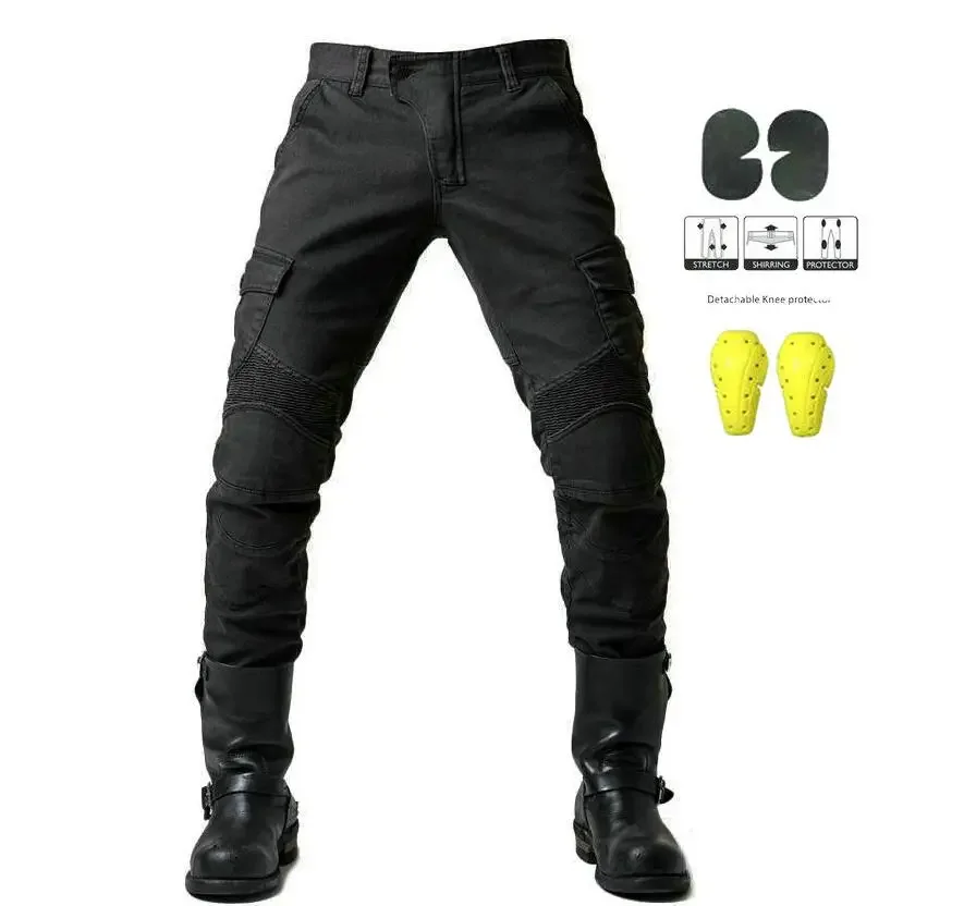 

Motorcycle Riding Jeans Anti-fall Pants Protective Pants 06 Black Green trousers Send Protective Gear Men