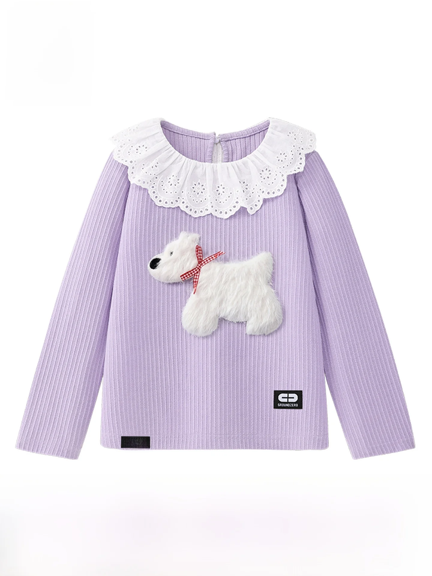 spring-autumn-thin-long-sleeve-children's-t-shirt-for-girls-base-shirt-sweet-style-standard-version-knitted-polyester-blend