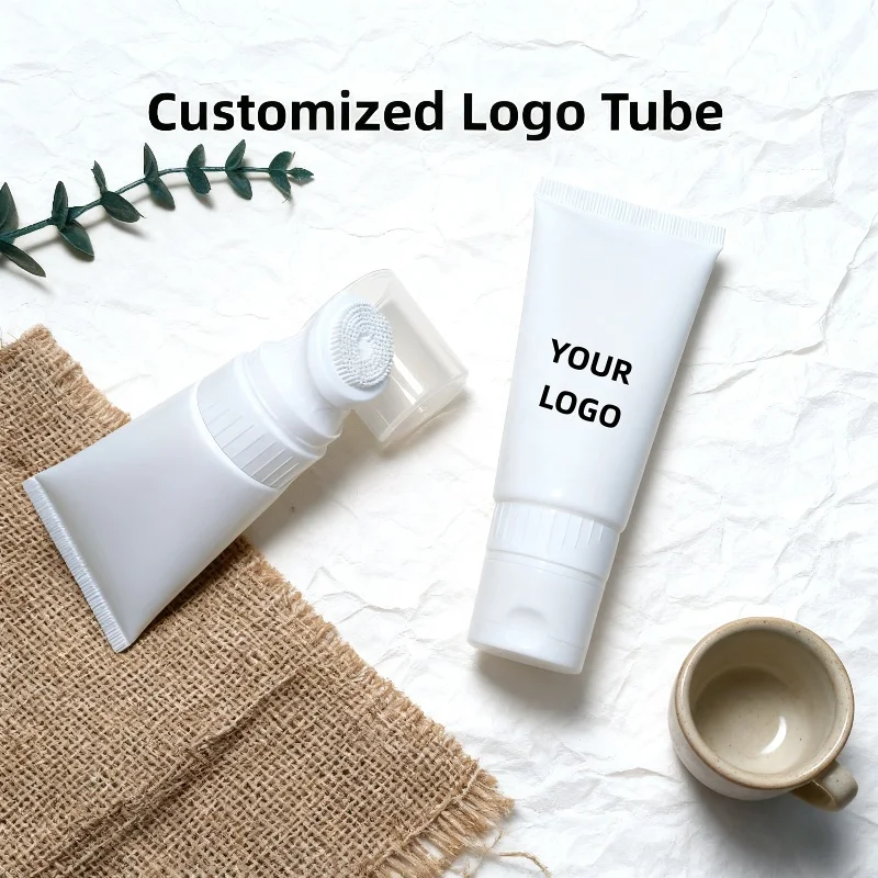 

【Logo Custom】50Pcs Customized 50ml/80ml White Tube Silicone Brush Head Enterprise Beauty Packaging Material Mass Customization