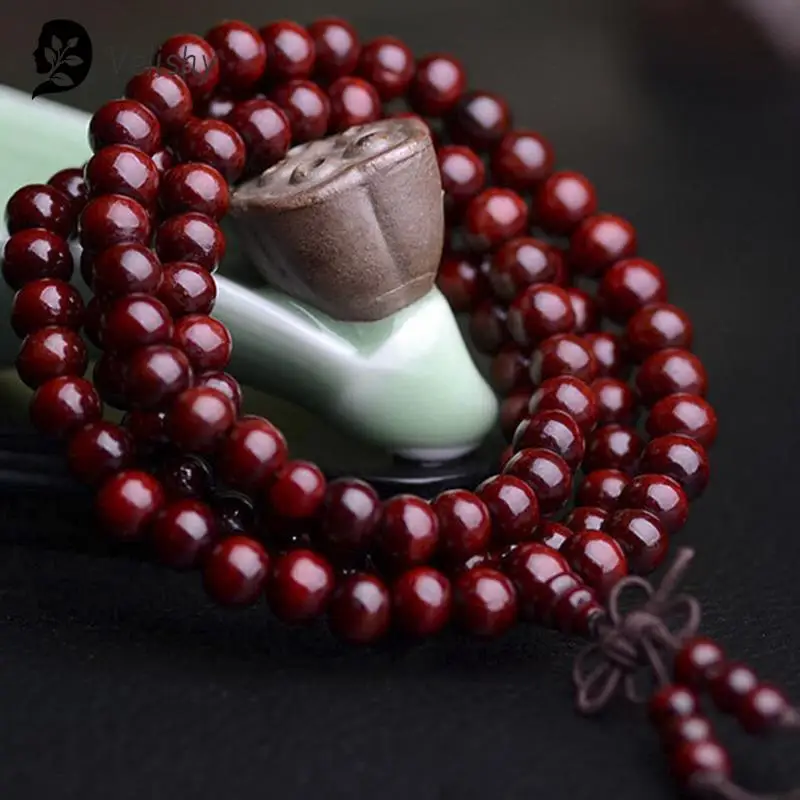 Hot Sale 108 Beads 6mm Natural Sandalwood Wood Prayer Bead Unisex Men Bracelets Bangles Jewelry Bead Rosary Hanging Decor
