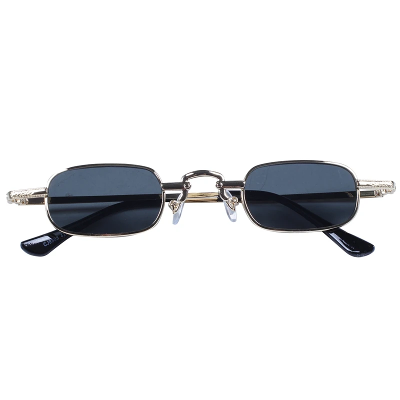 2X Retro Punk Glasses Clear Square Sunglasses Female Retro Sunglasses Men Metal Frame-Black Gray & Gold