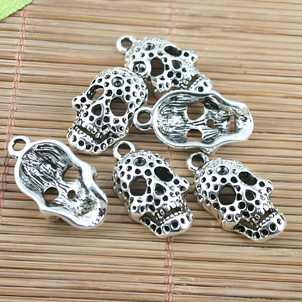 5pcs  23x12mm hole 2mm Alloy Charm dots skull head Pendant H2975