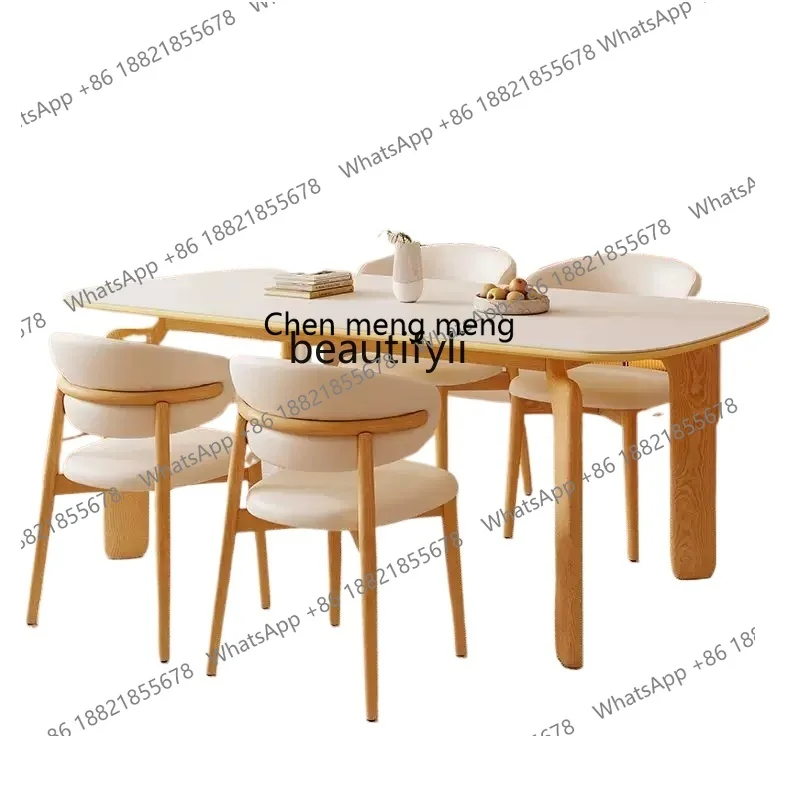Elephant rock slab dining table small apartment modern simple dining table and chairs rectangular household combination
