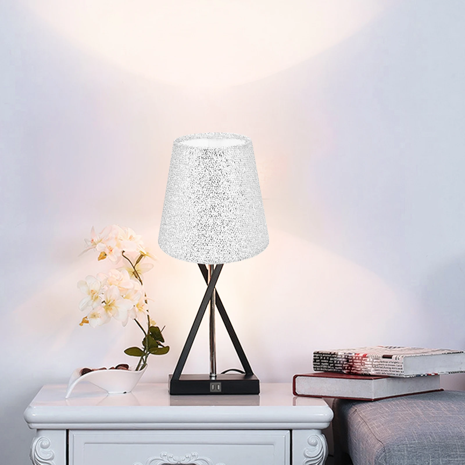 

Fabric Lampshade Silver Iron Desk Lamp Shade Table Light Cover Bedroom Night Lamp Warm Atmosphere Stylish Protective Cover
