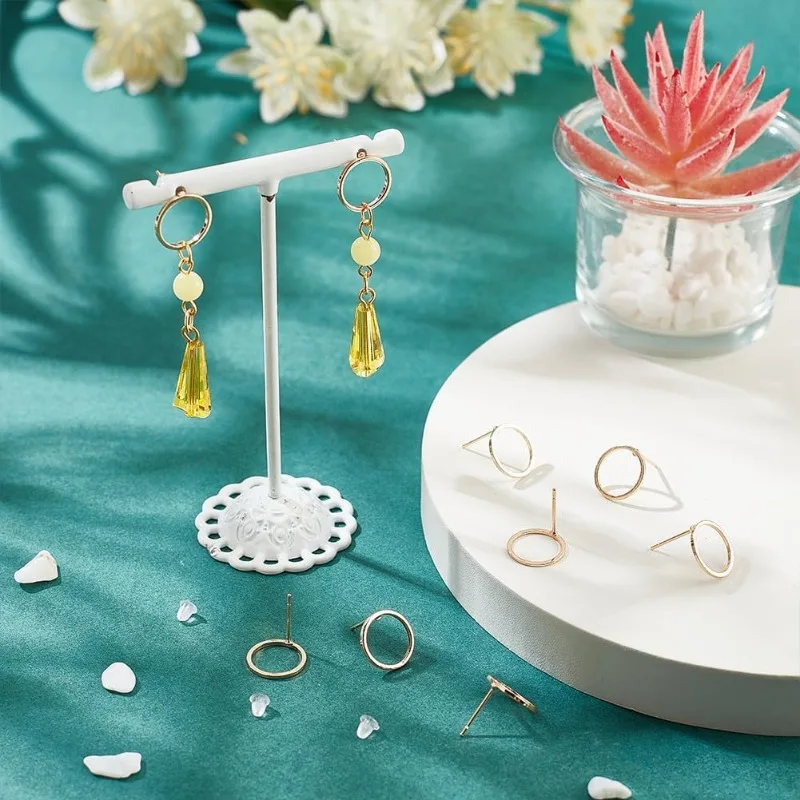 20PCS 18K Real Gold Plated Simple Circle Earring Studs Minimalist Geometry Earring Posts for Valentine\'s Day Anniversaries