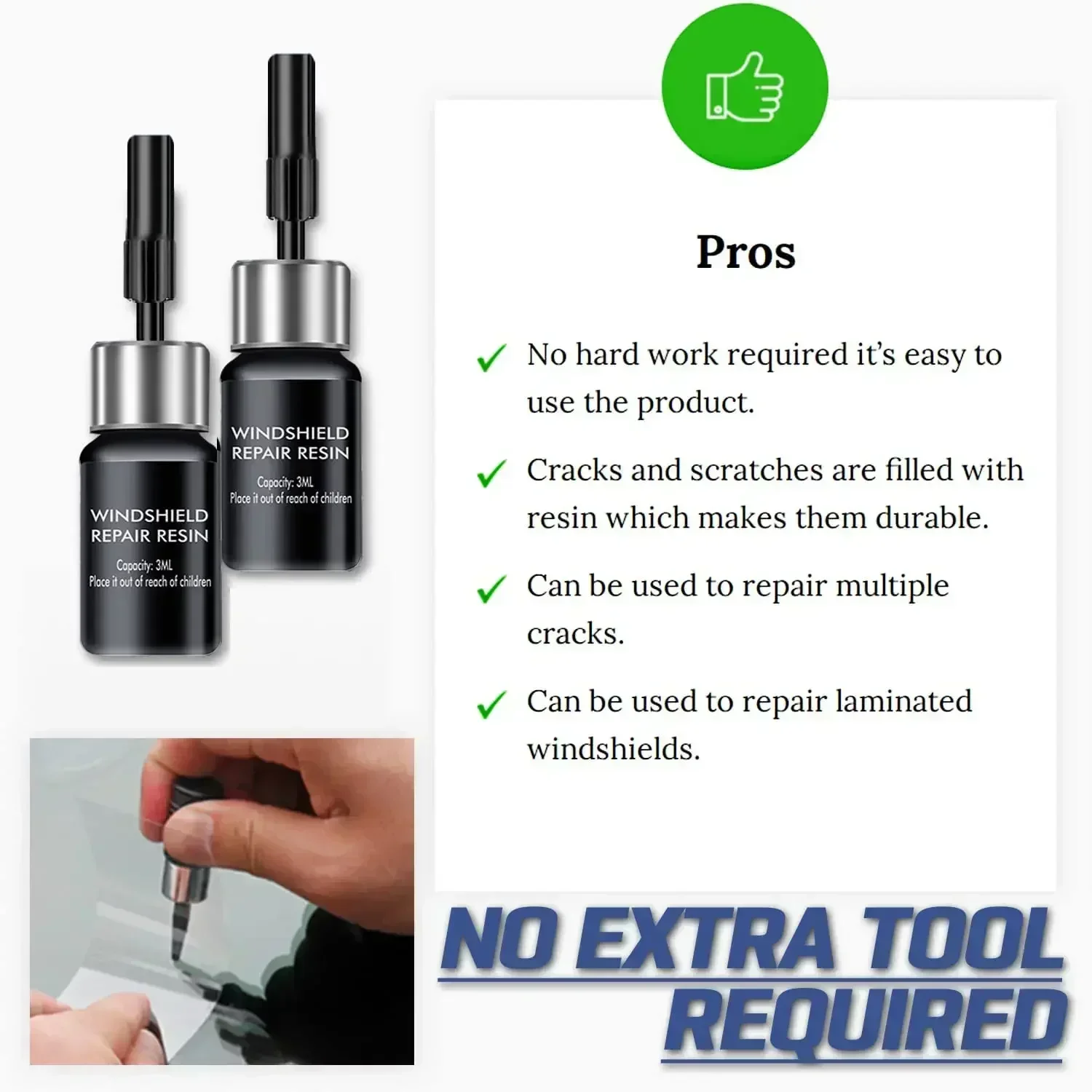 Windshield Repair Kit for Glass Automotive Glass DIY Windscreen Tool for Fixing Chips Cracks Star-Shaped Crack Nano Fluid Filler image 4