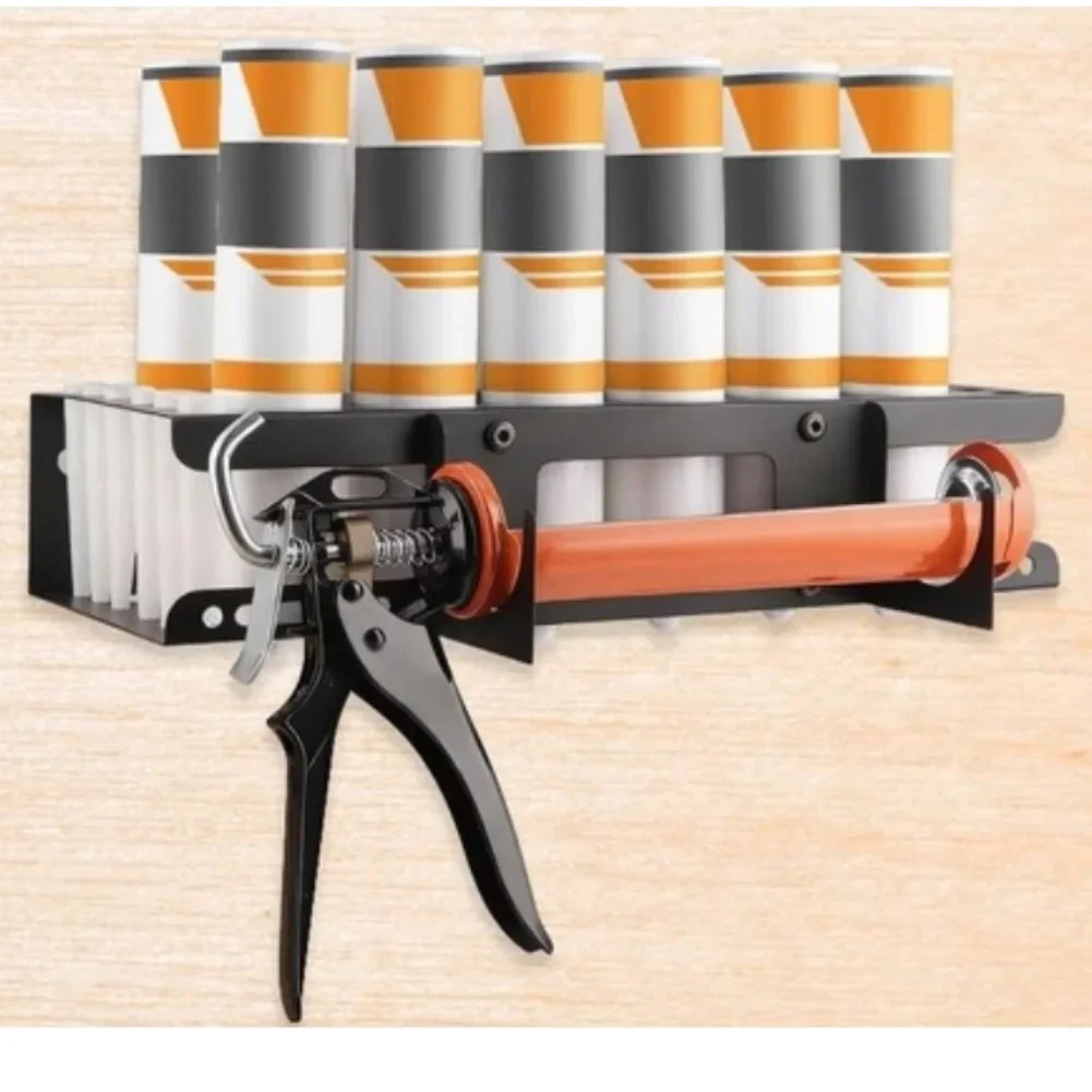12 Slot Metal Caulking Tool Holder Wall Mounted Storage Rack For Sealant Tubes For Shop Garage Workplace