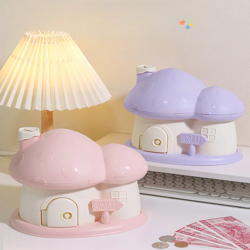 Creativity Mushroom House Piggy Bank Children Home Decor Living Room Decoration Cartoon Bank For Adults Money Box Coin Bank