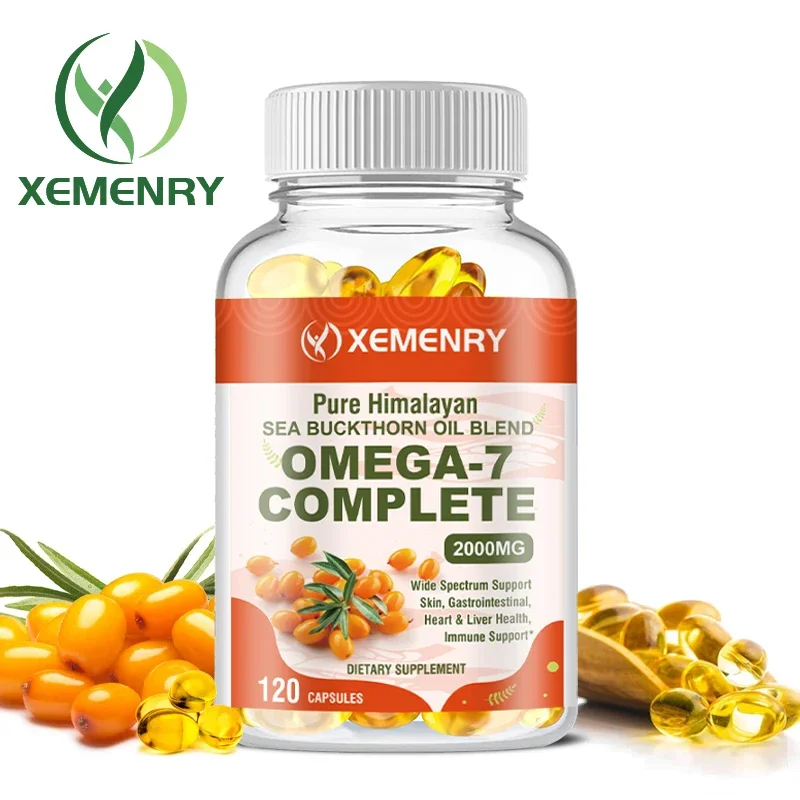 

Sea Buckthorn Oil Blend, Complete Omega-7, Supports Skin, Immune, Cardiovascular, Digestive and Liver Health 120 Softgels