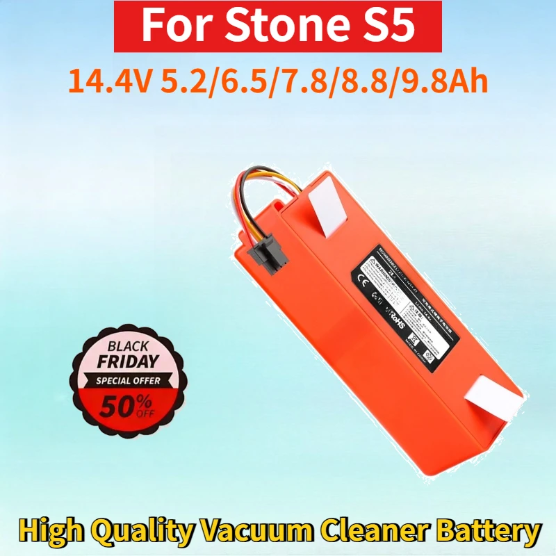 

New 14.4V 5200/6500/7800/8800/9800mAh Rechargeable Battery for Stone S5/S6/S50/T7Pro/T7S S6MaxV S5max S7 Vacuum Cleaner Battery