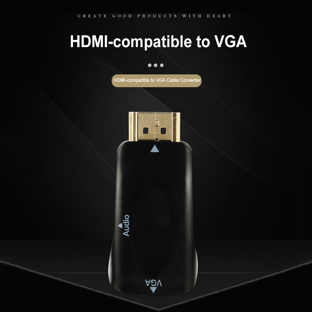 HDMI-compatible to VGA Cable Converter Male To Famale Converter Adapter 3.5 mm Jack Audio HD 1080P For PC Laptop Tablet TV Box