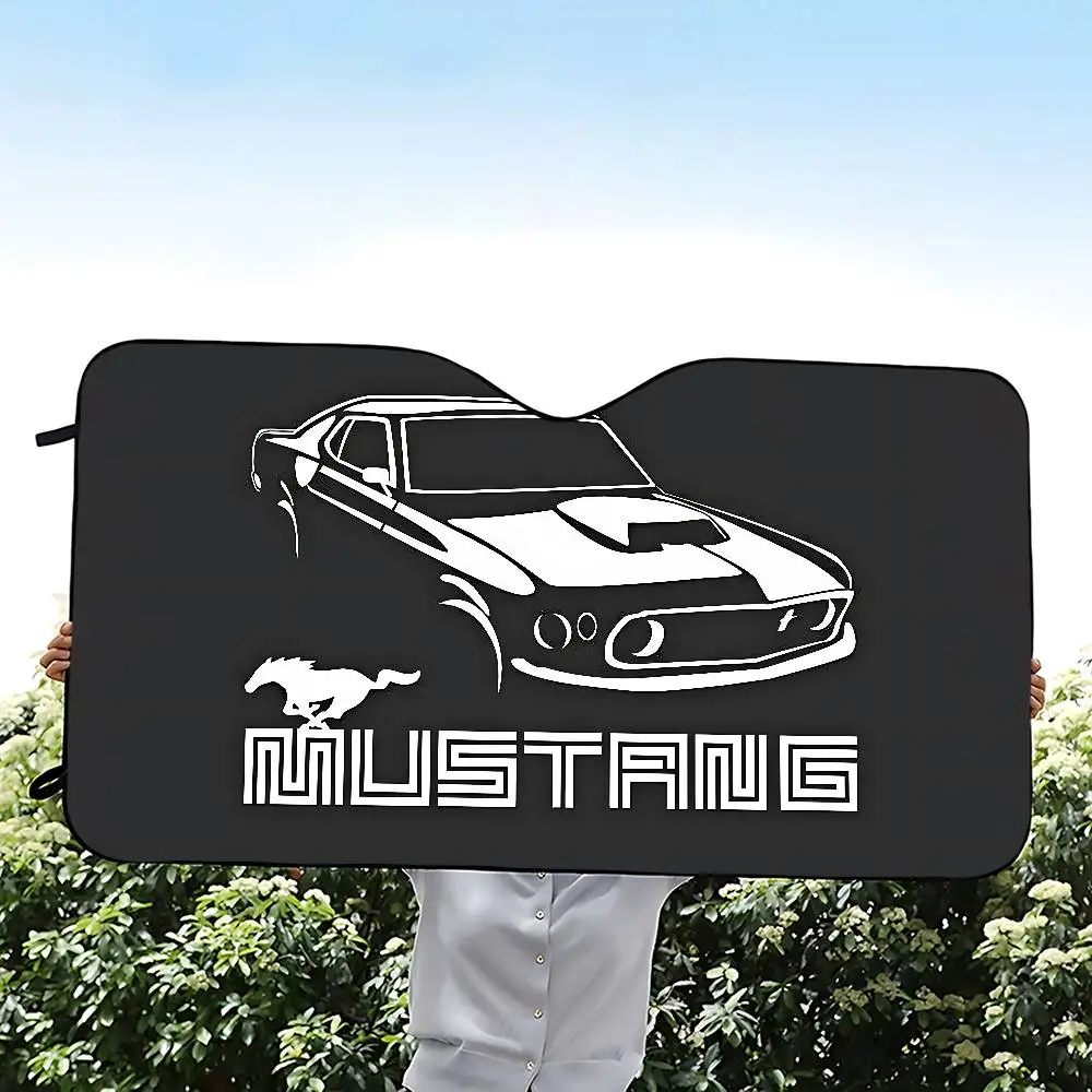 F-Fords M-Mustang 50 Y-ปี (20) ม่านบังแดดรถยนต์ม่านบังแดดรถยนต์ครอบคลุม Universal กระจกพับ Visor